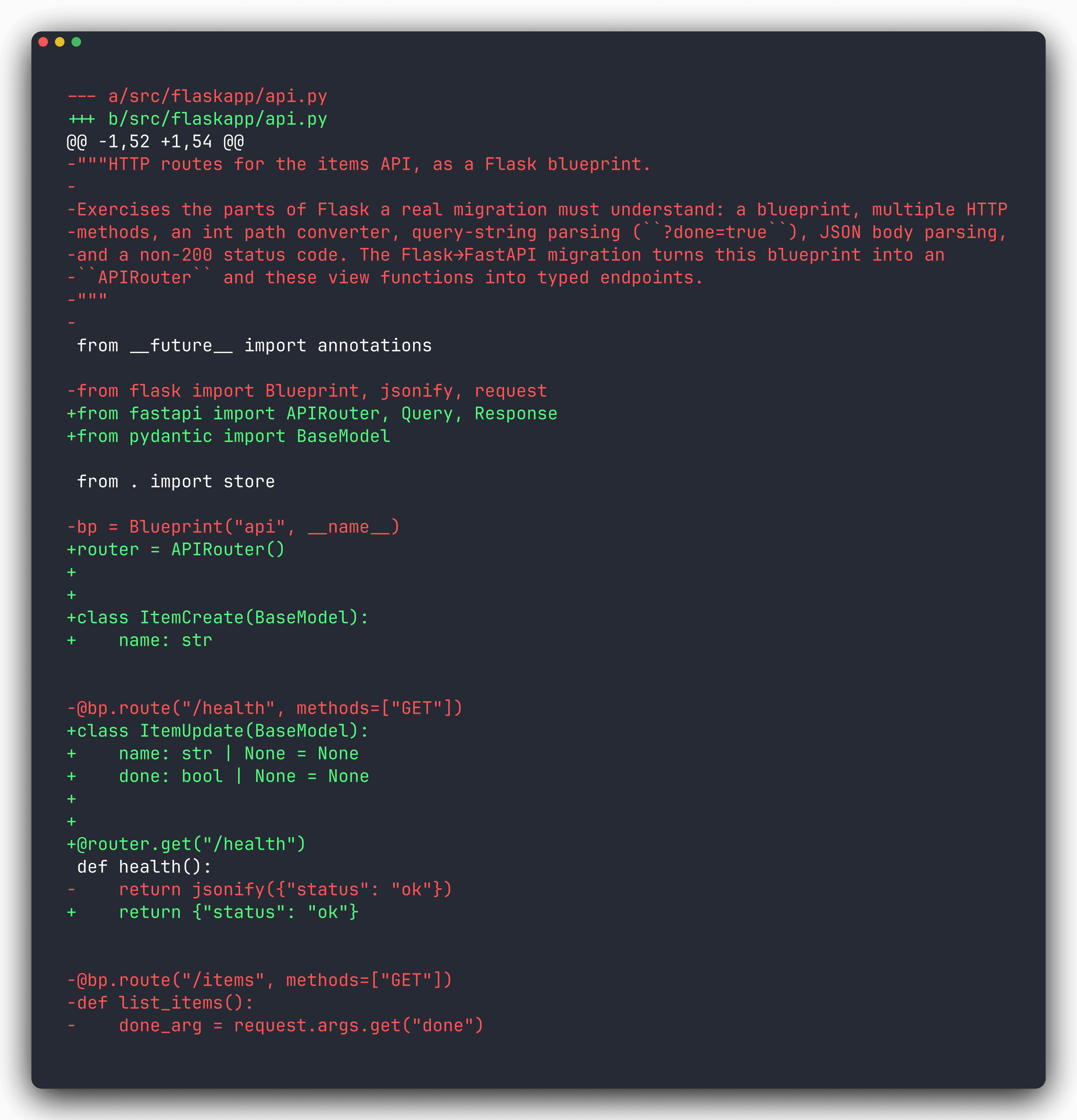 Portage CLI — full migration diff via portage report --diff
