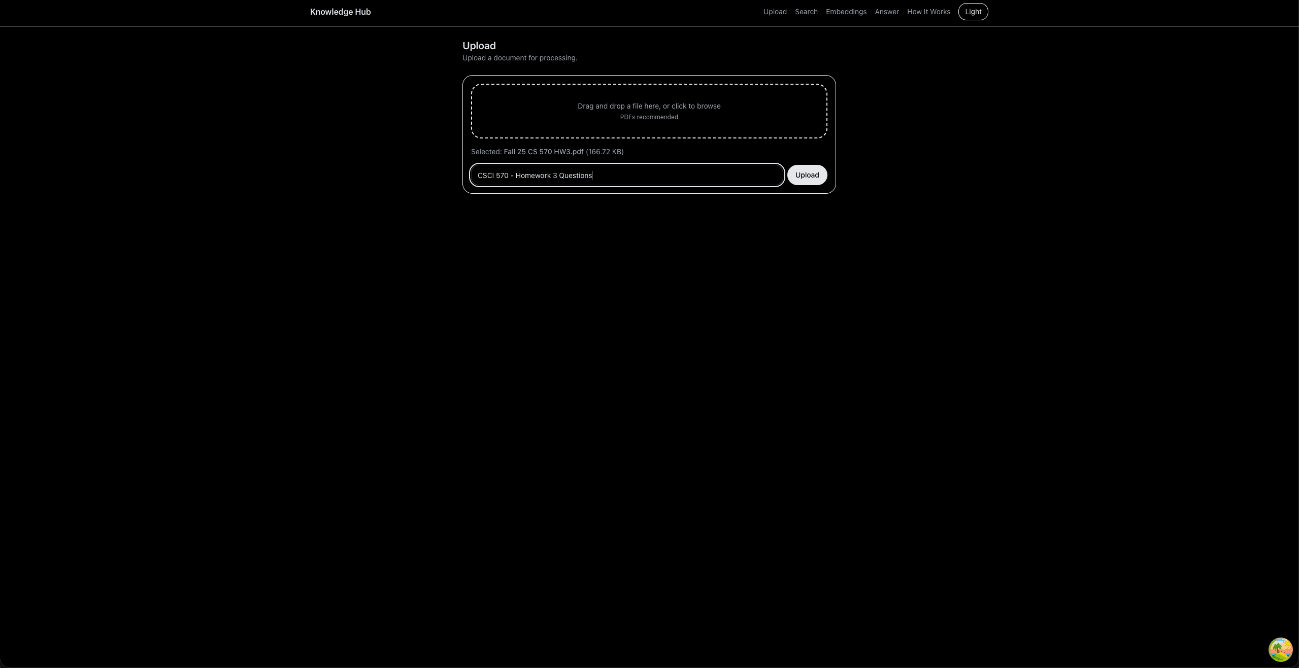 Knowledge Hub - Document Upload Interface